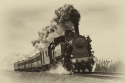 Fototapeta: Parowóz krajobraz w stylu vintage