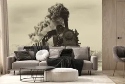 Fototapeta: Parowóz krajobraz w stylu vintage