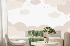 Fototapeta: Pastelowe chmurki i gwiazdki na niebie