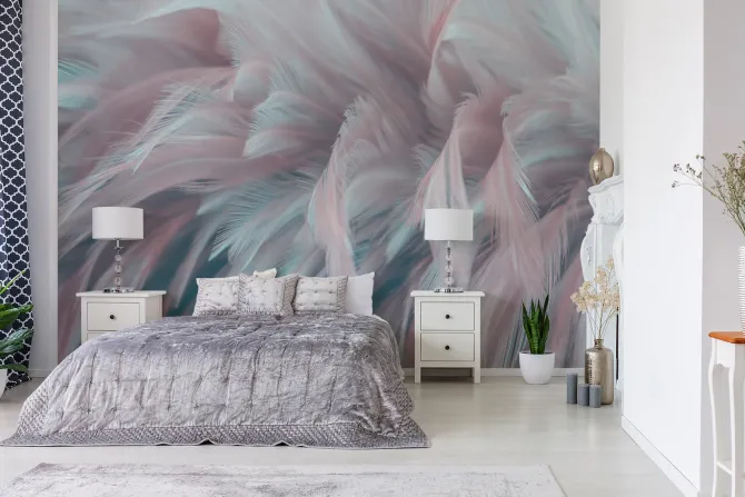 Fototapeta: Pastelowe pióra z przestrzennym efektem 3d