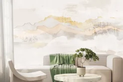 Fototapeta: Pastelowy krajobraz z górami