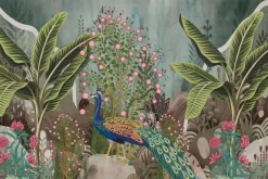 Fototapeta: Paw wśród tropikalnych roślin i kwiatów