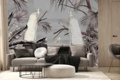 Fototapeta: Pawie ptaki w tropikalnym krajobrazie