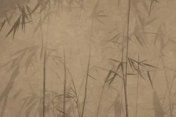 Fototapeta: Pędy bambusu na brązowej ścianie
