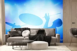 Fototapeta: Perkusista gra na perkusji na koncert muzyczny. klub światła