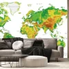 Fototapeta: Physical world map vector illustration with cities, countries