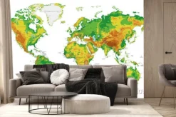 Fototapeta: Physical world map vector illustration with cities, countries