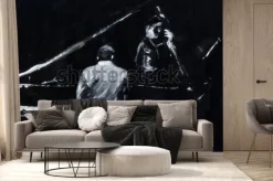 Fototapeta: Pianista i kontrabasista. koncert zespołu jazzowego. fortepian