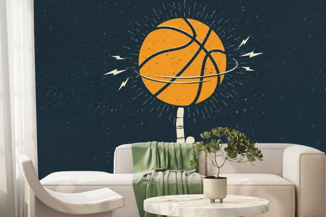 Fototapeta: Piłka koszykarska kręcąca się na palcu