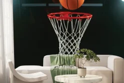 Fototapeta: Piłka koszykarska wpadająca do kosza
