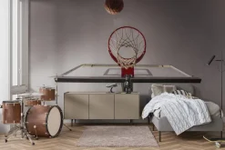 Fototapeta: Piłka lecąca do kosza na tle nieba