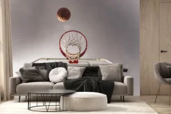 Fototapeta: Piłka lecąca do kosza na tle nieba