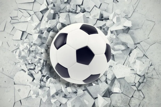 Fototapeta: Piłka nożna 3d na betonie