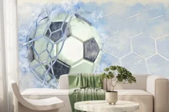 Fototapeta: Piłka nożna w siatce bramki