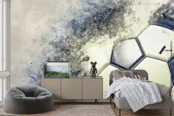 Fototapeta: Piłka nożna w szkicu ołówkiem i akwareli