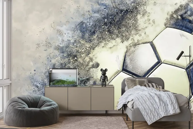 Fototapeta: Piłka nożna w szkicu ołówkiem i akwareli