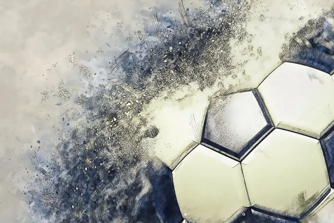 Fototapeta: Piłka nożna w szkicu ołówkiem i akwareli