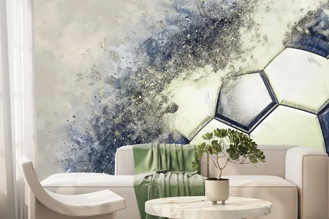 Fototapeta: Piłka nożna w szkicu ołówkiem i akwareli