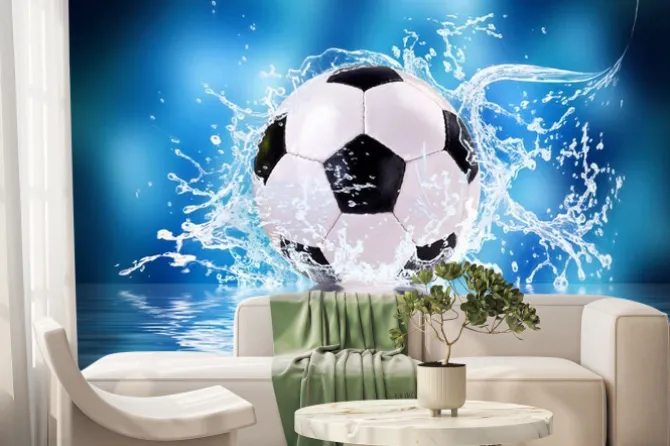 Fototapeta: Piłka nożna wpadająca do wody