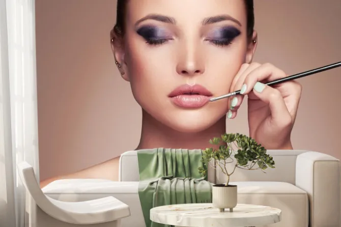 Fototapeta: Piękna twarz kobiety. piękna dziewczyna z doskonałej make-up.makeup