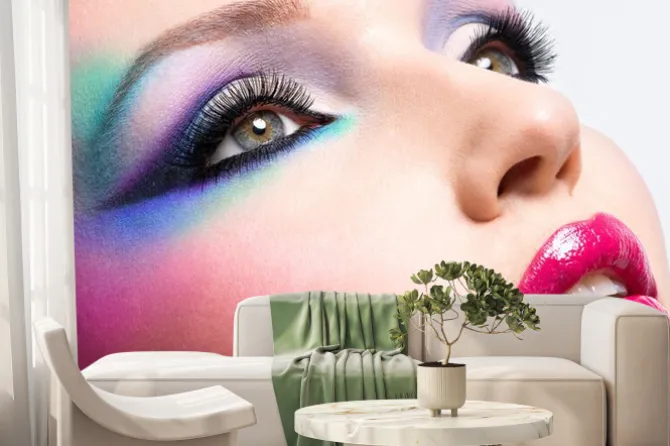 Fototapeta: Piękne kobiety z mody jasny makijaż