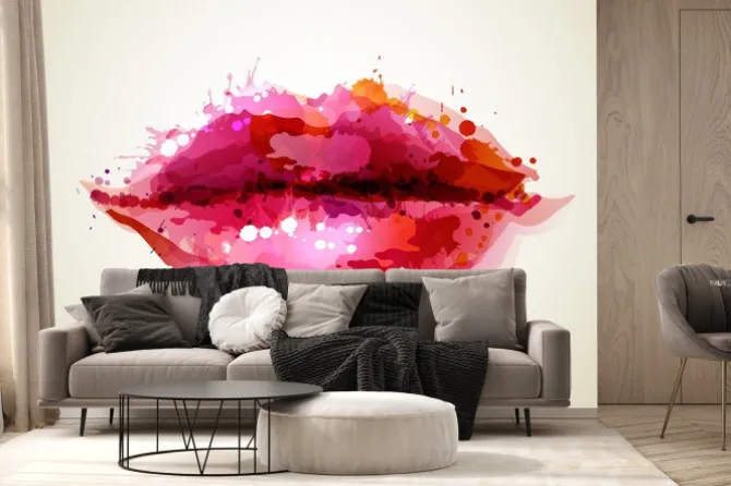 Fototapeta: Piękne usta womans abstrakcyjne plamy wytworzone przez