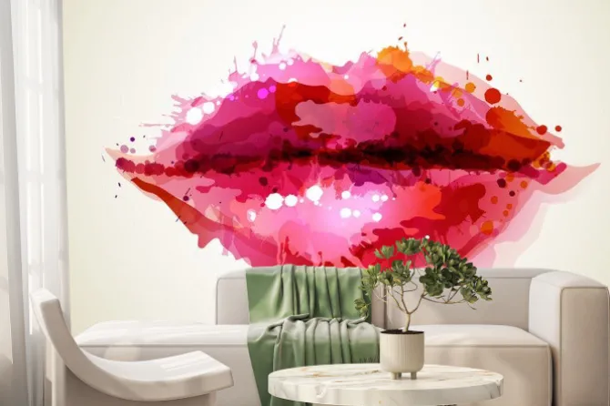 Fototapeta: Piękne usta womans abstrakcyjne plamy wytworzone przez