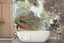 Fototapeta: Piękny paw wśród liści w stylu vintage