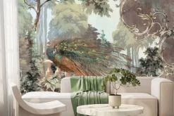 Fototapeta: Piękny paw wśród liści w stylu vintage