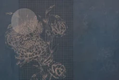 Fototapeta: Piwonie i róże na tle kratki