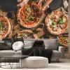 Fototapeta: Pizza party widok z góry na wspólny posiłek