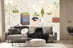 Fototapeta: Plant biology with scientific organic research tiny person collection