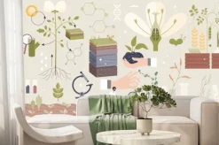 Fototapeta: Plant biology with scientific organic research tiny person collection