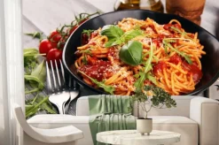 Fototapeta: Plate of delicious spaghetti bolognaise or bolognese with savory