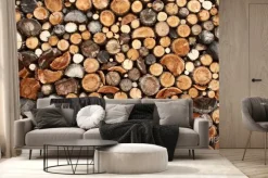 Fototapeta: Pocięte pnie drewna na opał