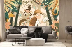 Fototapeta: Podróżnicy i zwierzątka w dżungli