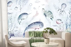 Fototapeta: Podwodny świat i rośliny akwarela