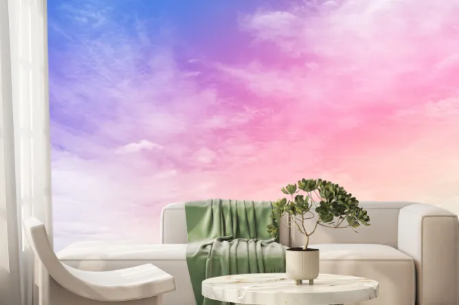 Fototapeta: Pogodne niebo w błękicie i różu