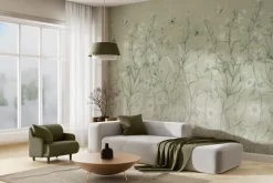 Fototapeta: Polna łąka z kwiatami i motylami w zieleni