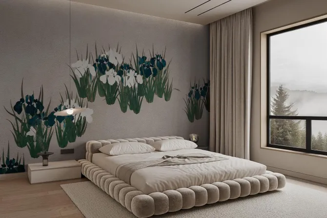 Fototapeta: Polne kwiaty na jasnym tle