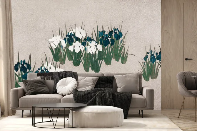 Fototapeta: Polne kwiaty na jasnym tle