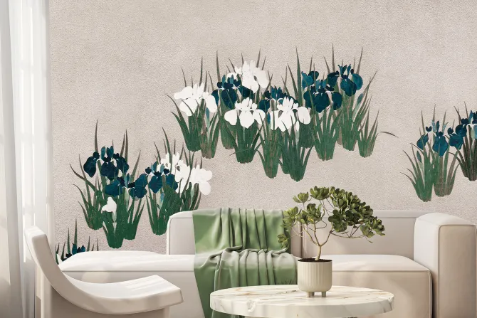 Fototapeta: Polne kwiaty na jasnym tle