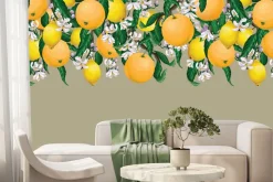 Fototapeta: Pomarańcze i cytryny wśród liści i kwiatów