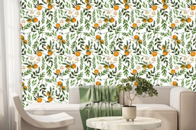 Fototapeta: Pomarańcze i liście