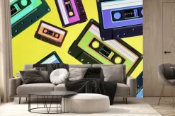 Fototapeta: Pop music style attributes eighties, retro old school concept.