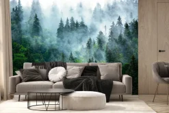 Fototapeta: Poranna mgła nad gęstym lasem