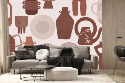 Fototapeta: Porcelanowe dzbanki z talerzami i kubkami