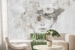 Fototapeta: Portret kobiety w kapeluszu z kwiatami