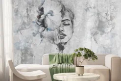 Fototapeta: Portret kobiety w artystycznym stylu z kwiatami