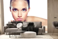 Fototapeta: Portret piękno. piękna dziewczyna spa z kwiatu piwonii